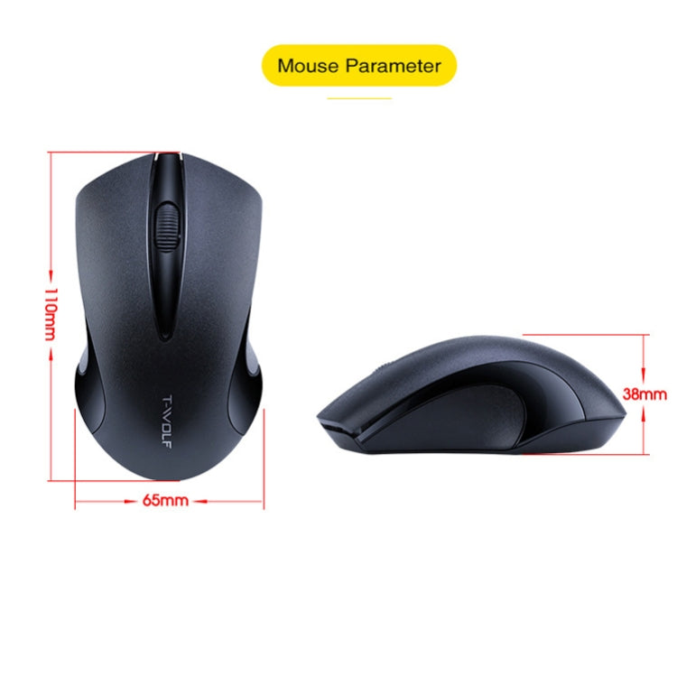 T-WOLF Q2 3-Buttons 1200 DPI 2.4GHz Wireless Mouse( Black) - Wireless Mice by T-WOLF | Online Shopping UK | buy2fix