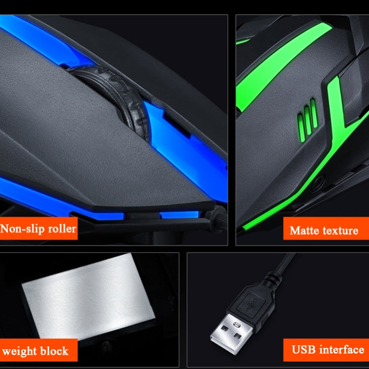 2 PCS T-WOLF V1 USB Interface 3-Buttons 1200 DPI Wired Mouse 7-Color Backlit Gaming Mouse, Cable Length: 1.35m by buy2fix