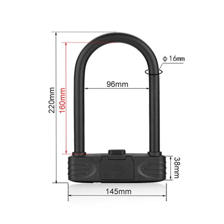 Bold Steel U-Shaped Bicycle Password Lock Motorcycle Electric Car Anti-Theft Password Lock(Black) by buy2fix
