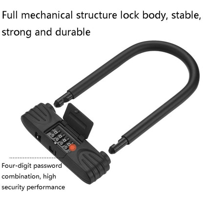 Bold Steel U-Shaped Bicycle Password Lock Motorcycle Electric Car Anti-Theft Password Lock(Black) by buy2fix
