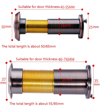 2 PCS Security Door Cat Eye HD Glass Lens 200 Degrees Wide-Angle Anti-Tiny Hotel Door Eye, Specification: 16mm Black - Other Device by buy2fix | Online Shopping UK | buy2fix