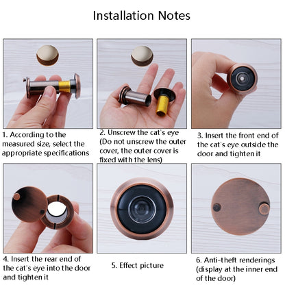 2 PCS Security Door Cat Eye HD Glass Lens 200 Degrees Wide-Angle Anti-Tiny Hotel Door Eye, Specification: 26mm Gold - Other Device by buy2fix | Online Shopping UK | buy2fix