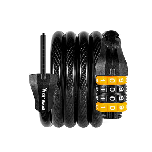 WEST BIKING YP0705061-0705062 Bicycle Password Lock Mountain Bicycle Strip Wire Anti-Theft Lock, Specification: 1.2M Four-digit by WEST BIKING