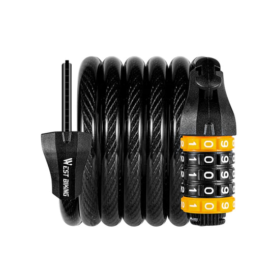 WEST BIKING YP0705061-0705062 Bicycle Password Lock Mountain Bicycle Strip Wire Anti-Theft Lock, Specification: 1.5M Five-digit by WEST BIKING