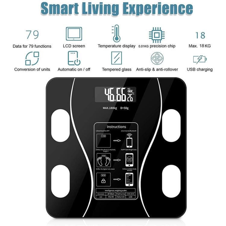 Smart Bluetooth Weight Scale Home Body Fat Measurement Health Scale Battery Model(Curve White) by buy2fix