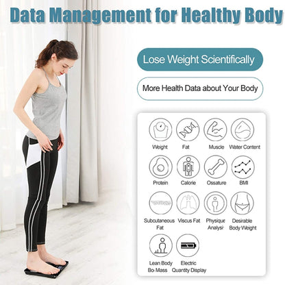 Smart Bluetooth Weight Scale Home Body Fat Measurement Health Scale Battery Model(Curve White) by buy2fix