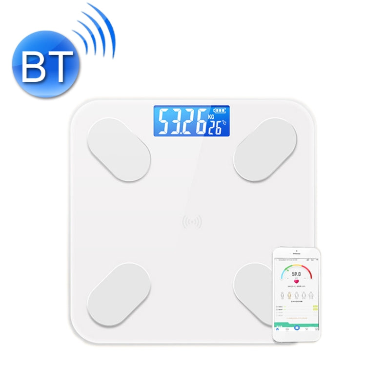 Smart Bluetooth Weight Scale Home Body Fat Measurement Health Scale Battery Model(White True Class) by buy2fix