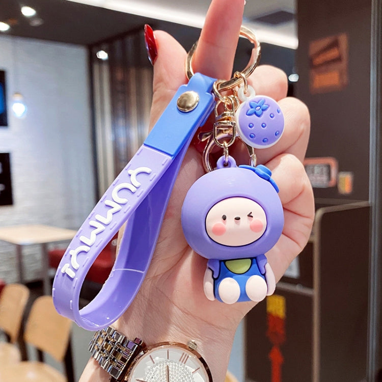 5 PCS Cartoon Animal Fruit Soft Rubber Doll Keychain School Bag Pendant(Blueberry) by buy2fix