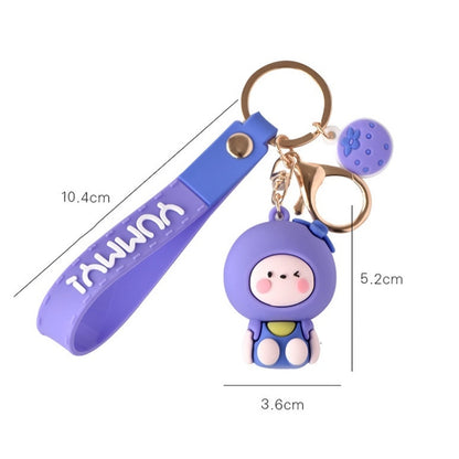 5 PCS Cartoon Animal Fruit Soft Rubber Doll Keychain School Bag Pendant(Blueberry) by buy2fix