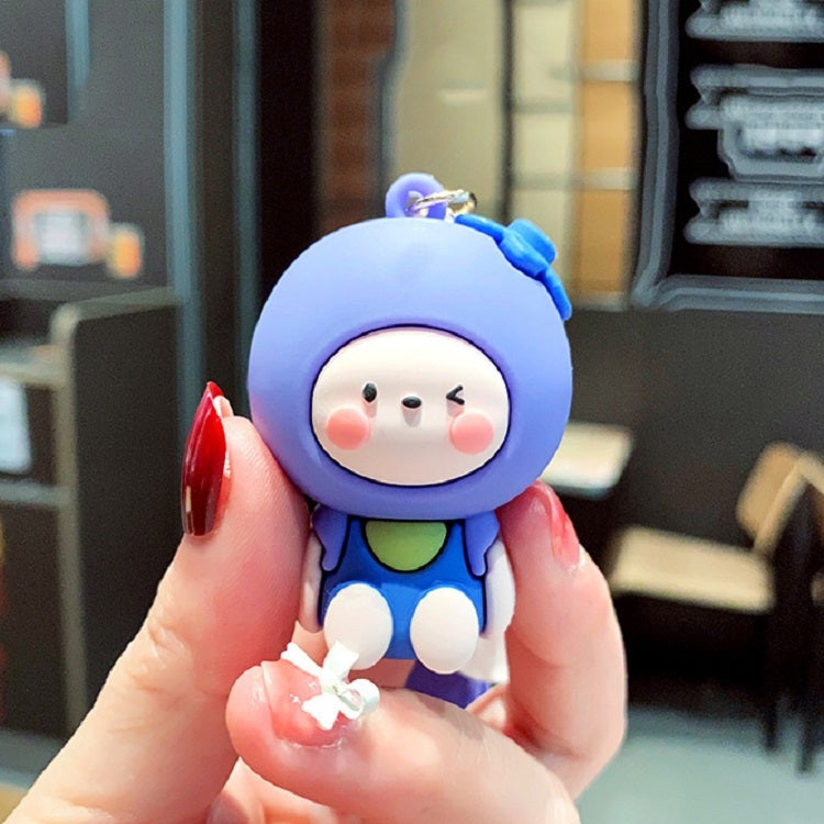 5 PCS Cartoon Animal Fruit Soft Rubber Doll Keychain School Bag Pendant(Blueberry) by buy2fix