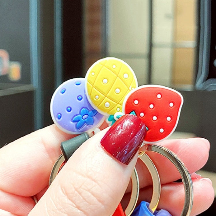 5 PCS Cartoon Animal Fruit Soft Rubber Doll Keychain School Bag Pendant(Blueberry) by buy2fix