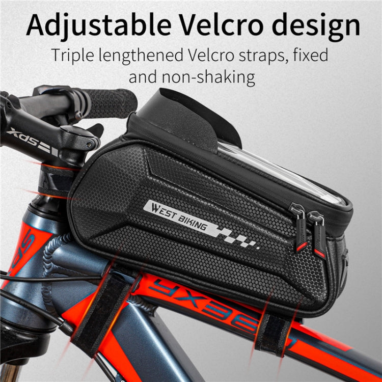WEST BIKING 7 Inch Bike Top Tube Front Hard Shell Bag Touch Screen Waterproof Riding Gear Bag(Black) by WEST BIKING