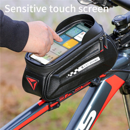 WEST BIKING 7 Inch Bike Top Tube Front Hard Shell Bag Touch Screen Waterproof Riding Gear Bag(Black) by WEST BIKING