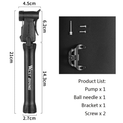 WEST BIKING YP0711115 Bicycle Pump Portable Basketball Mini Pump Equipment(Black) by WEST BIKING