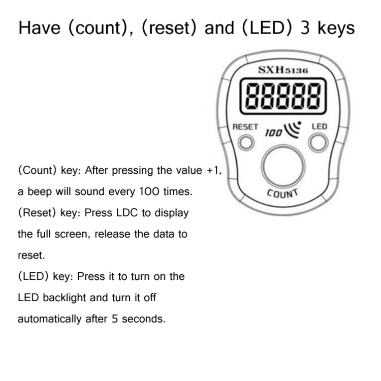 LED Luminous Electronic Counter with Sound Reminder Function After A Hundred, Random Colour Delivery - Pedometer by buy2fix | Online Shopping UK | buy2fix