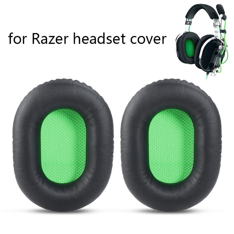 2 PCS Headset Sponge Cover For Razer V2, Colour: Black Skin Green Net - Earmuff & Pad by buy2fix | Online Shopping UK | buy2fix