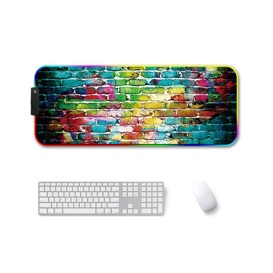 300x350x4mm F-01 Rubber Thermal Transfer RGB Luminous Non-Slip Mouse Pad(Colorful Brick) by buy2fix