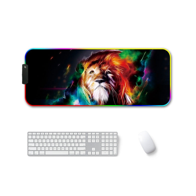 300x800x3mm F-01 Rubber Thermal Transfer RGB Luminous Non-Slip Mouse Pad(Colorful Lion) by buy2fix