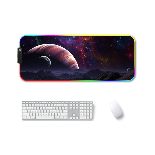 300x800x4mm F-01 Rubber Thermal Transfer RGB Luminous Non-Slip Mouse Pad(Vast Starry Sky)