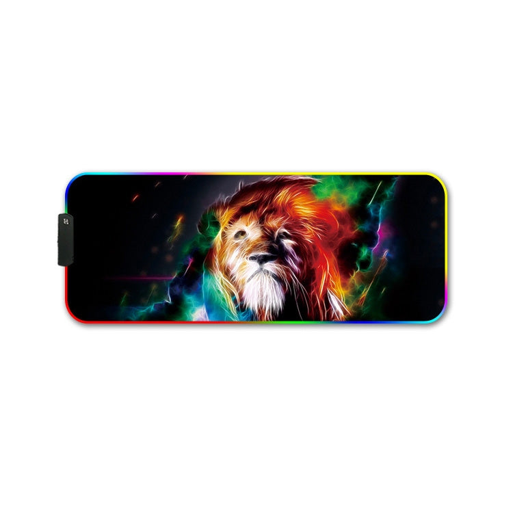 300x800x4mm F-01 Rubber Thermal Transfer RGB Luminous Non-Slip Mouse Pad(Colorful Lion) by buy2fix