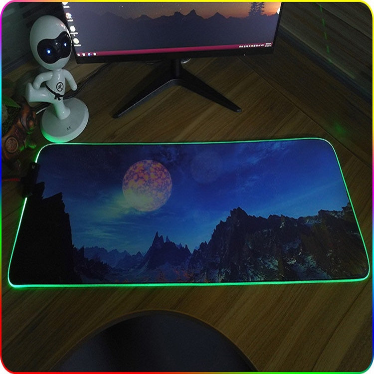 400x900x3mm F-01 Rubber Thermal Transfer RGB Luminous Non-Slip Mouse Pad(Brontosaurus) by buy2fix