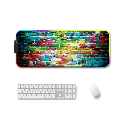400x900x4mm F-01 Rubber Thermal Transfer RGB Luminous Non-Slip Mouse Pad(Colorful Brick) by buy2fix