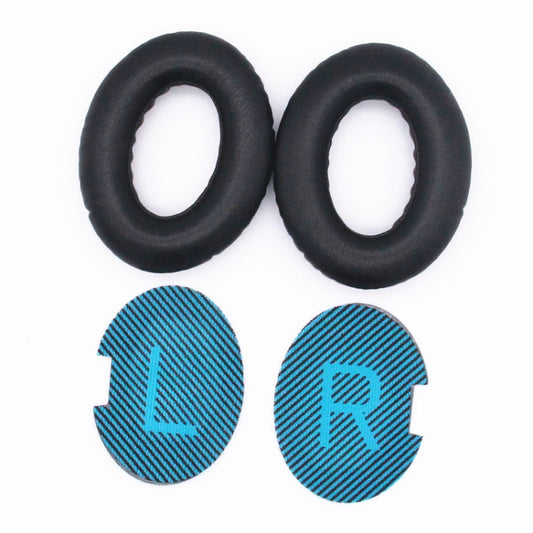 2 PCS Headset Lambskin Sponge Cover Earmuffs For Bose QC25 / QC15 / QC2 / QC35 / AE2i(Black+Blue) - Earmuff & Pad by buy2fix | Online Shopping UK | buy2fix