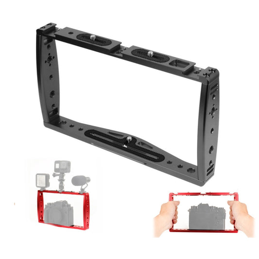 Diving Dual Handheld Grip Bracket Stabilizer Extension Phone Clamp Camera Rig Cage Underwater Case for GoPro HERO9 /8 /7, Colour: Black - Camera Cage by buy2fix | Online Shopping UK | buy2fix