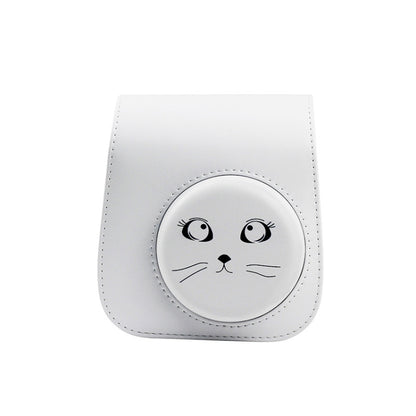 Cartoon Full Body Camera PU Leather Case Bag with Strap for FUJIFILM instax mini 9 / mini 11 / mini 8(Gray Big Eyes Cat) by buy2fix
