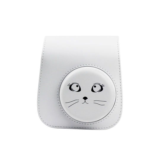 Cartoon Full Body Camera PU Leather Case Bag with Strap for FUJIFILM instax mini 9 / mini 11 / mini 8(Gray Big Eyes Cat) by buy2fix