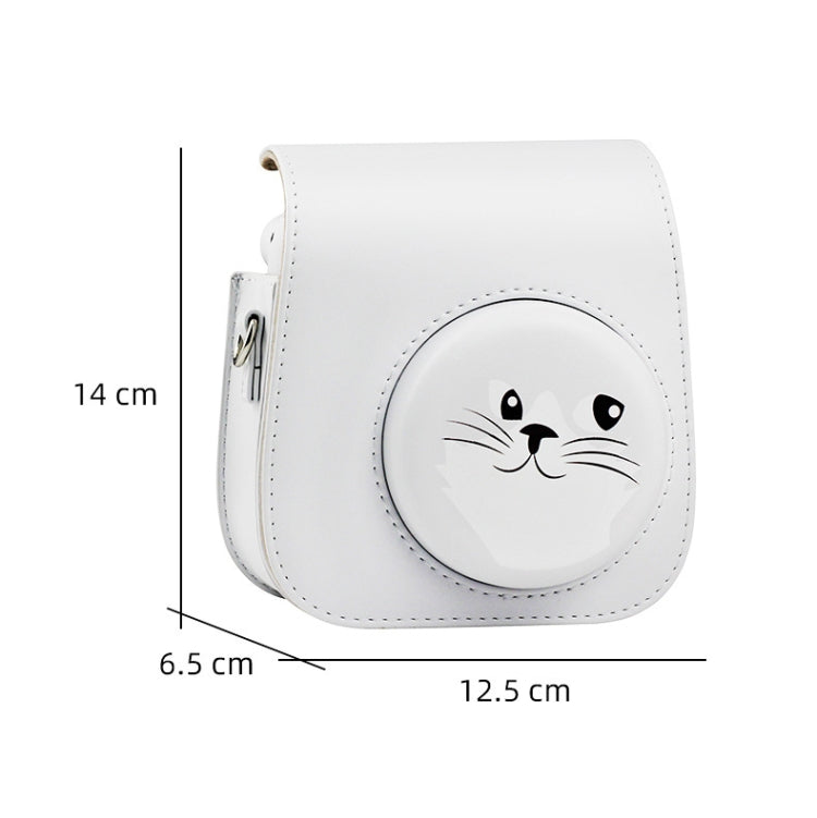 Cartoon Full Body Camera PU Leather Case Bag with Strap for FUJIFILM instax mini 9 / mini 11 / mini 8(Gray White Kitten) by buy2fix