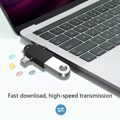 10 PCS LI-09 USB 3.0 Female to USB-C / Type-C + Micro USB Male Multi-Function OTG Adapter with Lanyard(Gold) by buy2fix