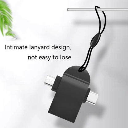 10 PCS LI-09 USB 3.0 Female to USB-C / Type-C + Micro USB Male Multi-Function OTG Adapter with Lanyard(Gold) by buy2fix