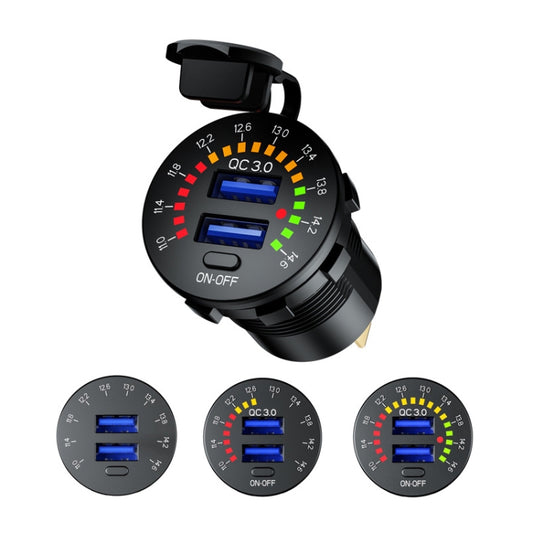 Car Motorcycle Ship Modified With Colorful Screen Display USB Dual QC3.0 Fast Charge Car Charger, Model: P20-A With Terminal - DIY Modified Charger by buy2fix | Online Shopping UK | buy2fix