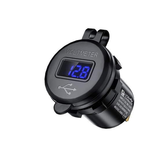 Car Motorcycle Modified USB Charger QC3.0 Metal Waterproof Fast Charge(Black Shell Blue Light) - DIY Modified Charger by buy2fix | Online Shopping UK | buy2fix