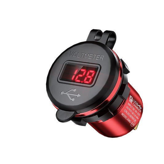 Car Motorcycle Modified USB Charger QC3.0 Metal Waterproof Fast Charge(Red Shell Red Light) - DIY Modified Charger by buy2fix | Online Shopping UK | buy2fix