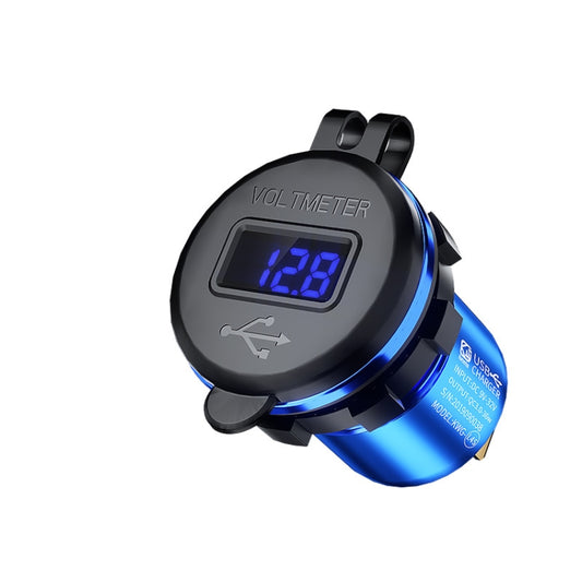 Car Motorcycle Modified USB Charger QC3.0 Metal Waterproof Fast Charge(Blue Shell Blue Light)) - DIY Modified Charger by buy2fix | Online Shopping UK | buy2fix
