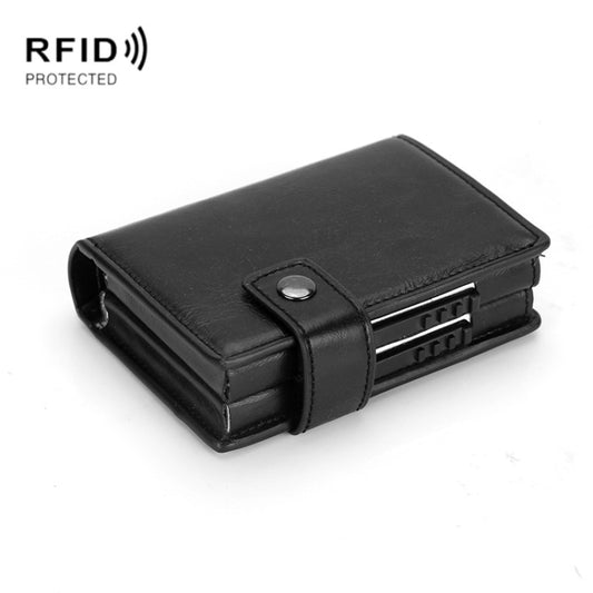 Dual Card Aluminum Alloy Card Box RFID Anti-Theft Wallet(Mad Horse Black) - Antimagnetic RFID Package by buy2fix | Online Shopping UK | buy2fix
