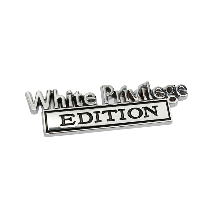2 PCS Car Metal Leaf Board Car Logo White Privilege Edition Modified Car Body Sticker Sign(Silver Black) by buy2fix
