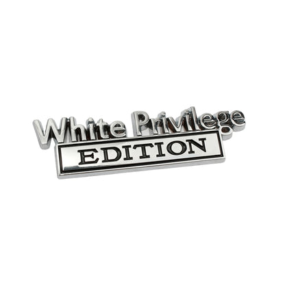 2 PCS Car Metal Leaf Board Car Logo White Privilege Edition Modified Car Body Sticker Sign(Silver Black) by buy2fix
