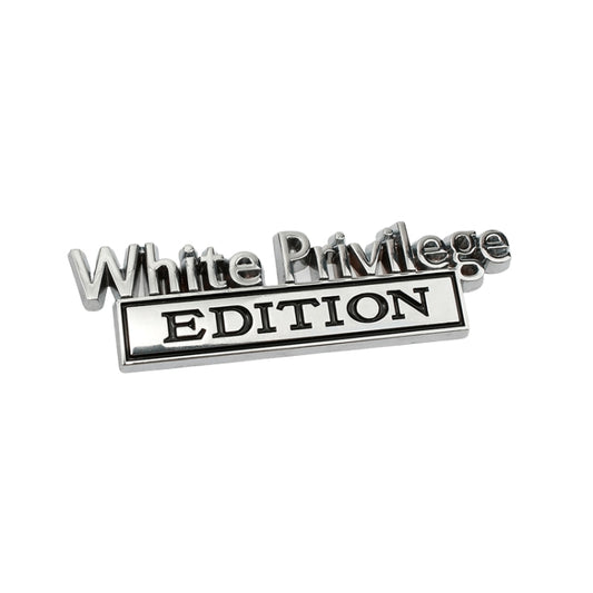 2 PCS Car Metal Leaf Board Car Logo White Privilege Edition Modified Car Body Sticker Sign(Silver Black) by buy2fix