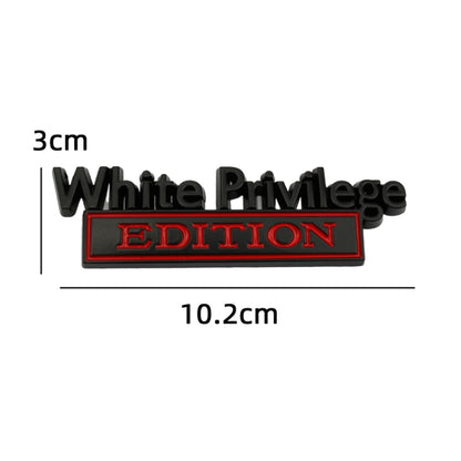 2 PCS Car Metal Leaf Board Car Logo White Privilege Edition Modified Car Body Sticker Sign(Black Red) by buy2fix