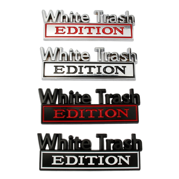2 PCS Car Metal Modification Standard White Trash Edition Car Label Stickers(Black White) by buy2fix