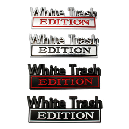 2 PCS Car Metal Modification Standard White Trash Edition Car Label Stickers(Silver Red) by buy2fix