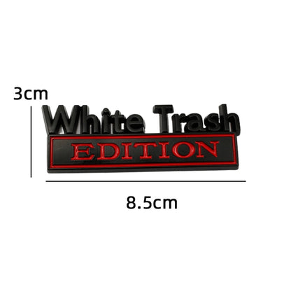 2 PCS Car Metal Modification Standard White Trash Edition Car Label Stickers(Black White) by buy2fix