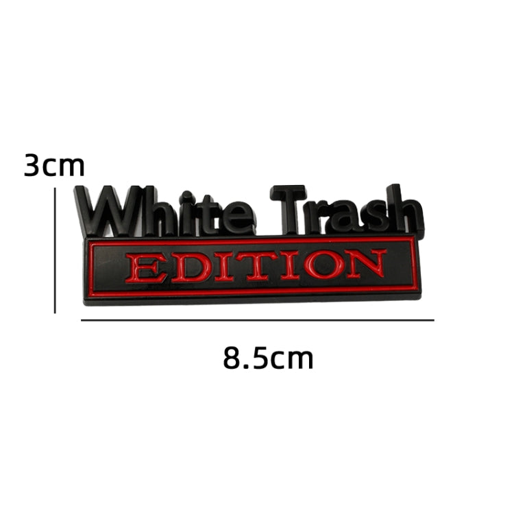 2 PCS Car Metal Modification Standard White Trash Edition Car Label Stickers(Black Red) by buy2fix