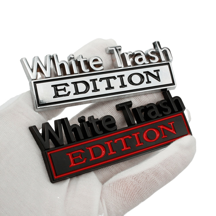 2 PCS Car Metal Modification Standard White Trash Edition Car Label Stickers(Silver Red) by buy2fix