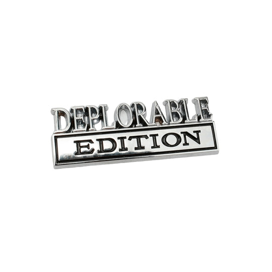 2 PCS Car Modified Metal Car Standard DEPLORABLE Edition Car Stickers(Silver Black)