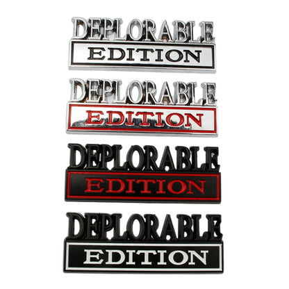2 PCS Car Modified Metal Car Standard DEPLORABLE Edition Car Stickers(Black Red) by buy2fix