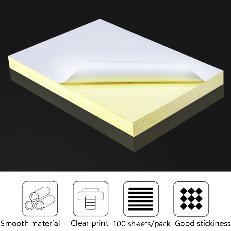 100 Sheets A4 Non-Adhesive Print Paper Blank Writing Adhesive Laser Inkjet Print Label Paper(Glossy) by buy2fix